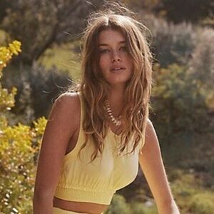 EUC Free People Beach szS Yellow Sleeveless Crop Top…